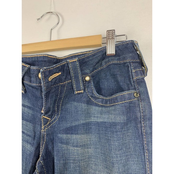 TRUE RELIGION Jeans STRETCH STRAIGHT W/ PAVE CRYSTAL on Front & back SIZE 28 - Picture 5 of 10